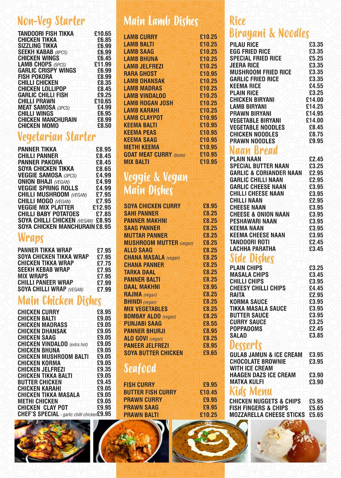 Menu back page