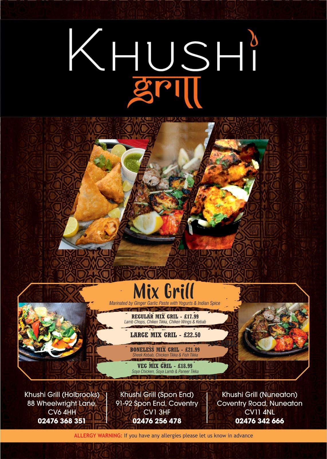 Menu front page