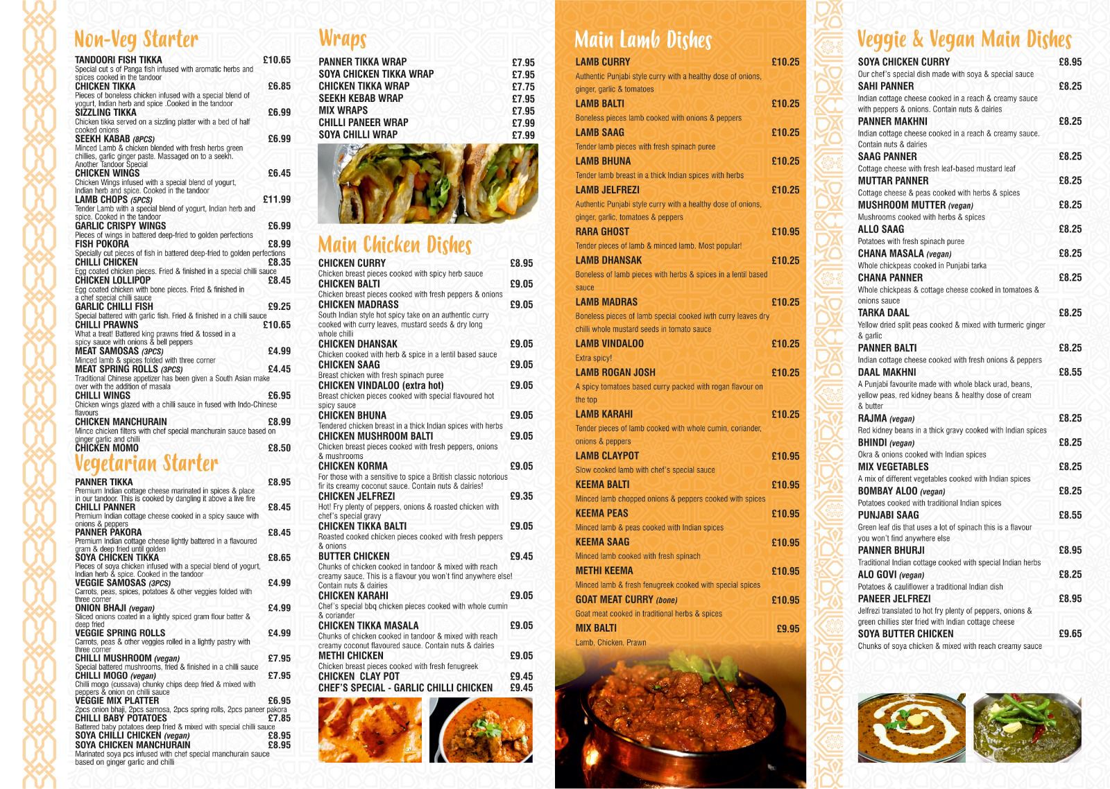 Menu back page