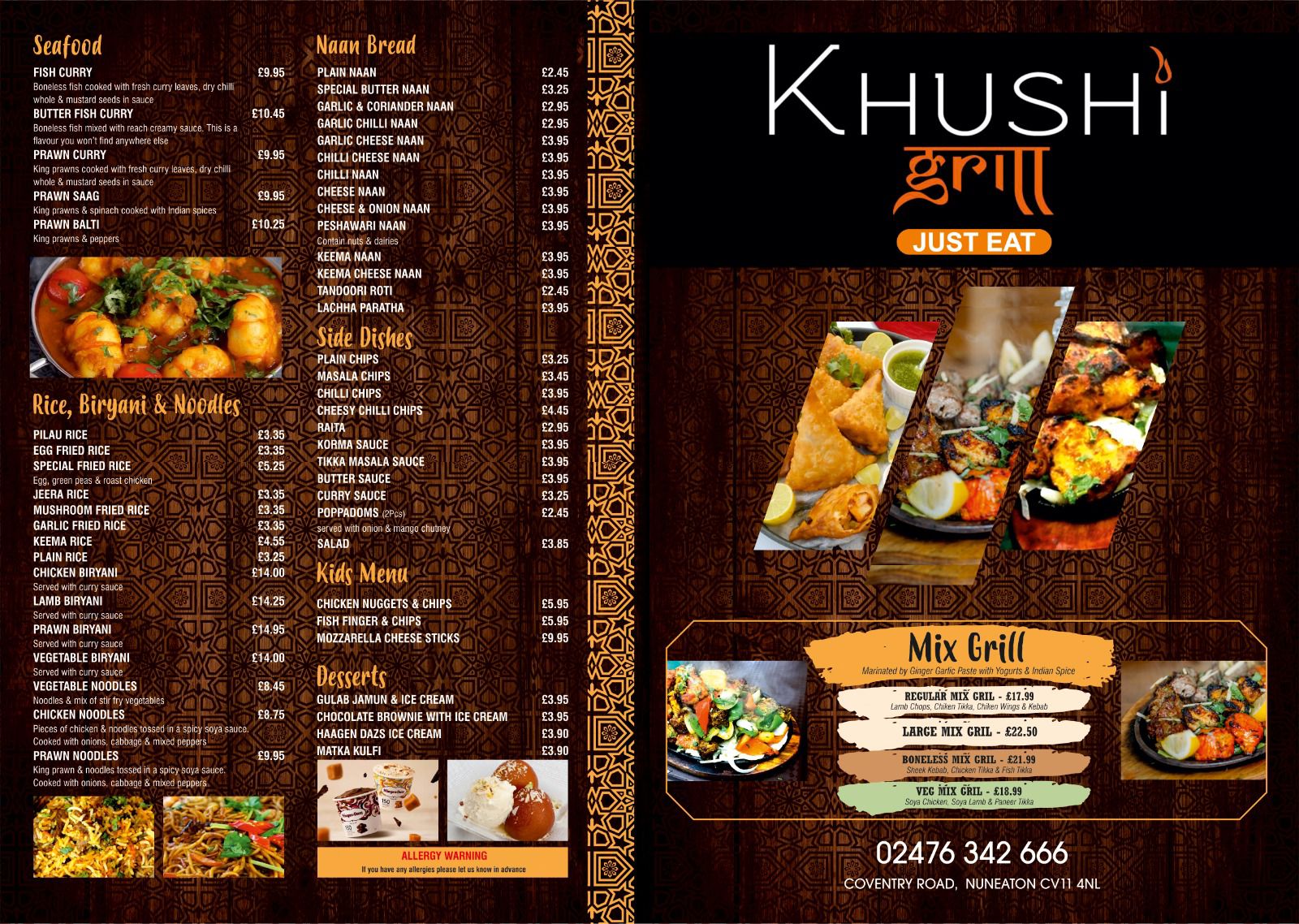 Menu front page